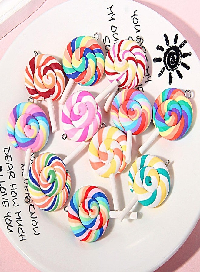 CCUUHJ 24 Pcs Christmas Lollipop Ornaments, Colorful Mini Candy Cane Hanging Ornaments Polymer Clay Peppermint Pendants for Xmas Tree Party Home Decorations (Multicolor) - Image 5